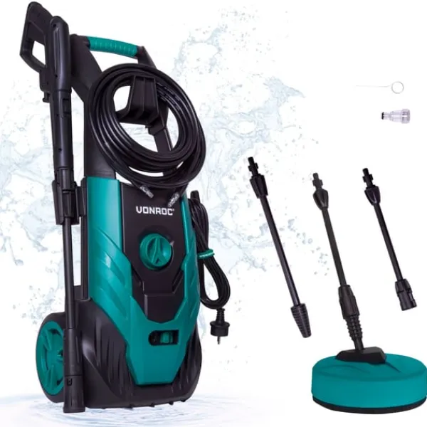 New Högtryckstvätt 1800W – 140 Bar, 420 L/h, Uteplatsrengörare och Turbomunstycke, Med Diskmedelstank och Rengöringsnål Trädgårdsmaskiner