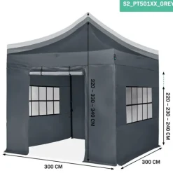 New Partytält 3x3 m – Easy-Up med Sidoväggar – UV-skydd, Vattentålig, Justerbar Höjd Tält & Lusthus
