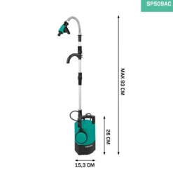 Vonroc Regnvattenpump för Tunnor – 400W, 5200 L/h, Flottörbrytare & Torrkörningsskydd, 10m Kabel – Effektiv Vattenhantering för Trädgården
