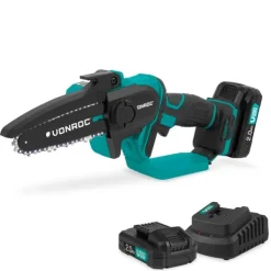 New 20V Mini Motorsåg – Kompakt, Lätt och Kraftfull, 127 mm Kapacitet, 2x 2,0Ah Batterier Trädgårdsmaskiner