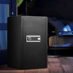 Värdeskåp 4,0 ku.ft med nyckellås och digitalt lösenord, enkel dörr, svart