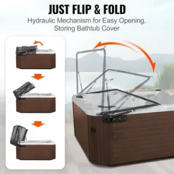Sale Värmebadsskydder Lyft, Hydraulisk Spakåpa Lyft, Justerbar Bredd 69" - 96,5", Dubbelinstallera, Passar Olika Storlekar Spa & Utomhusbad