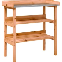 vidaXL Växtbord med hylla brun 78x38x82,5 cm massivt granträ
