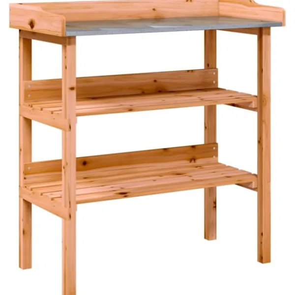 vidaXL Växtbord med hylla brun 78x38x82,5 cm massivt granträ