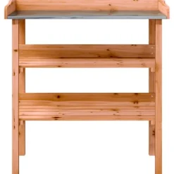 vidaXL Växtbord med hylla brun 78x38x82,5 cm massivt granträ