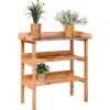 vidaXL Växtbord med hylla brun 78x38x82,5 cm massivt granträ