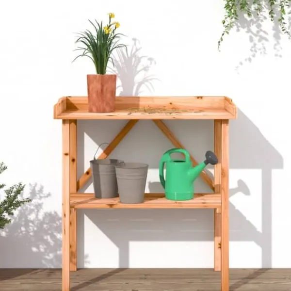 Sale Växtbord med hylla i massivt granträ - Perfekt för trädgård och uteplats | Färg: Brun | Storlek: 78x38x82,5 cm Planteringsbänkar