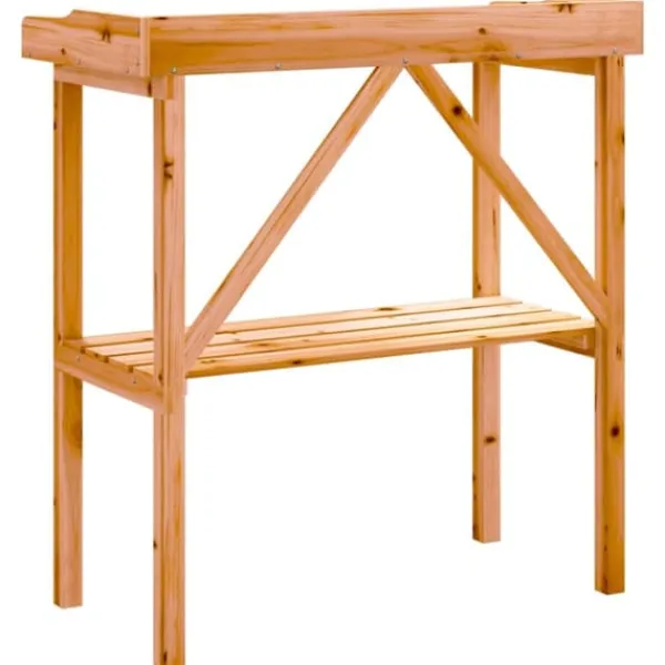 Sale Växtbord med hylla i massivt granträ - Perfekt för trädgård och uteplats | Färg: Brun | Storlek: 78x38x82,5 cm Planteringsbänkar