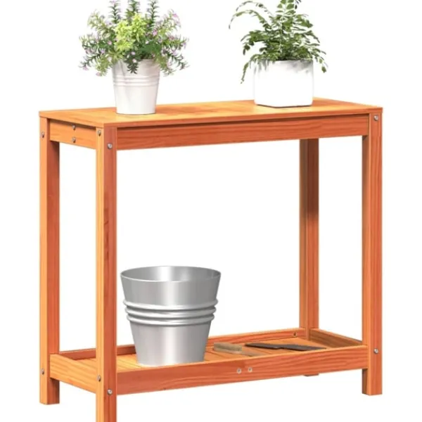 Sale Växtbord med hylla vaxad brun 82,5x35x75 cm massiv furu Planteringsbänkar