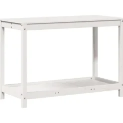 vidaXL Växtbord med hylla vit 108x50x75 cm massivt furu