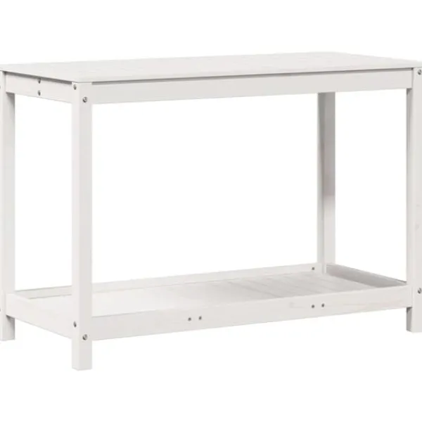 vidaXL Växtbord med hylla vit 108x50x75 cm massivt furu
