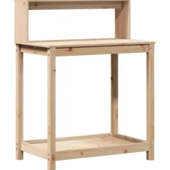 vidaXL Växtbord med hylla 82,5x50x109,5 cm massiv furu
