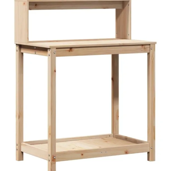 vidaXL Växtbord med hylla 82,5x50x109,5 cm massiv furu