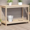 vidaXL Växtbord med hylla 108x50x75 cm massivt furu