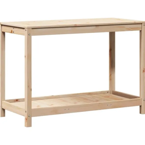 vidaXL Växtbord med hylla 108x50x75 cm massivt furu