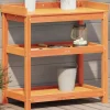 Outlet Växtbord med hyllor brun 82,5x45x86,5 cm massiv furu Planteringsbänkar