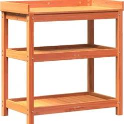 Outlet Växtbord med hyllor brun 82,5x45x86,5 cm massiv furu Planteringsbänkar