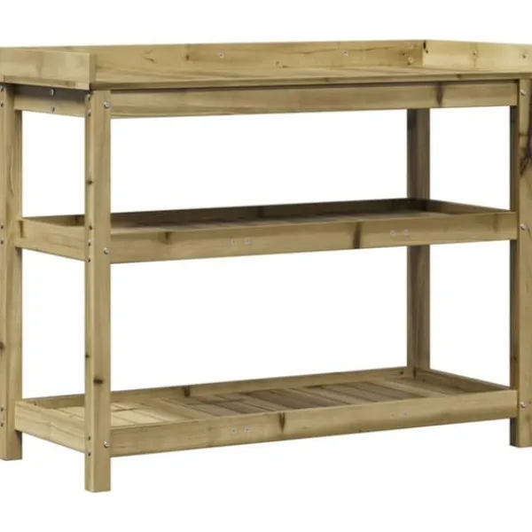 Outlet Växtbord med hyllor i impregnerad furu 108x45x86,5 cm | Färg: Natur | Storlek: 108x45x86,5 cm Planteringsbänkar