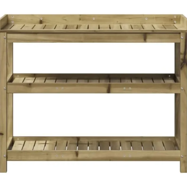 Outlet Växtbord med hyllor i impregnerad furu 108x45x86,5 cm | Färg: Natur | Storlek: 108x45x86,5 cm Planteringsbänkar