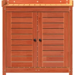Sale Växtbord med hyllor i massiv furu - Planteringsbord för trädgård | Färg: Brun | Storlek: 82,5x50x86,5 cm Planteringsbänkar
