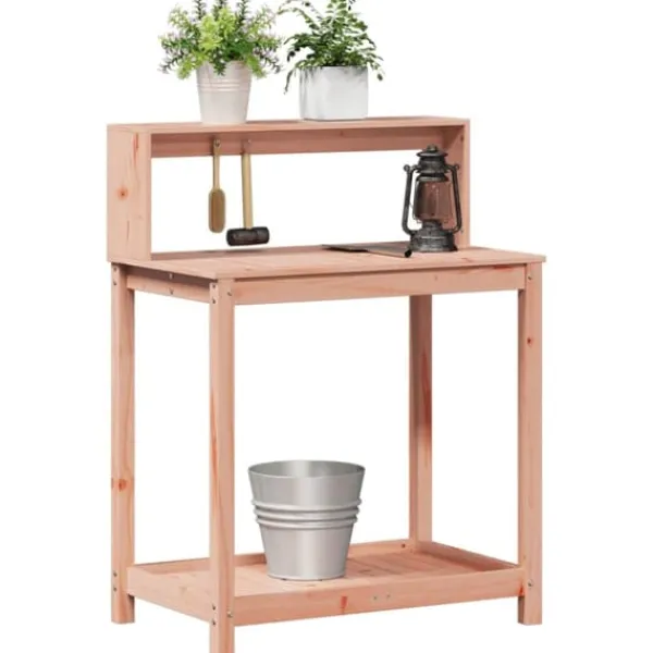 Clearance Växtbord med hyllor i massivt douglasträ - Planteringsbord | Storlek: 82,5x50x109,5 cm | Färg: Natur Planteringsbänkar