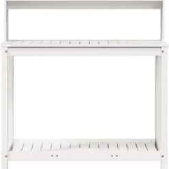 Växtbord med hyllor i massiv furu - Planteringsbord | Färg: Vit | Storlek: 108x50x109,5 cm