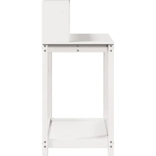 Växtbord med hyllor i massiv furu - Planteringsbord | Färg: Vit | Storlek: 108x50x109,5 cm