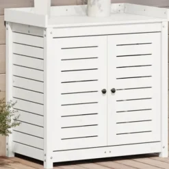 vidaXL Växtbord med hyllor vit 82,5x50x86,5 cm massiv furu