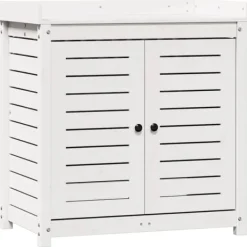 vidaXL Växtbord med hyllor vit 82,5x50x86,5 cm massiv furu
