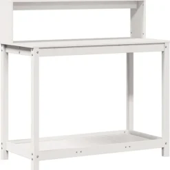 New Växtbord med hyllor vit 108x50x109,5 cm massiv furu Planteringsbänkar