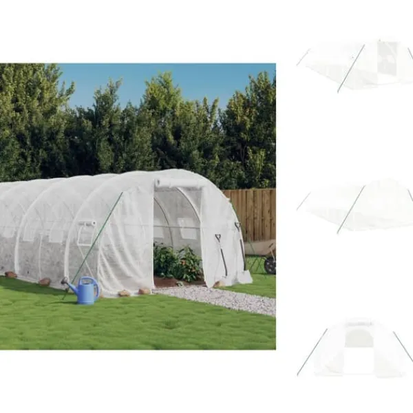 Växthus - Living Växthus med stålram vit 30 m² 10x3x2 m