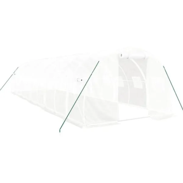 Växthus - Living Växthus med stålram vit 30 m² 10x3x2 m