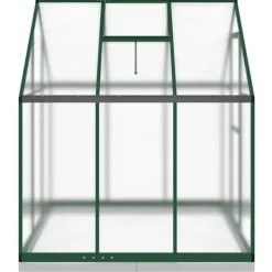 Växthus i aluminium med grön ram – Väderbeständig och UV-skyddad | Storlek: 169x169x202 cm