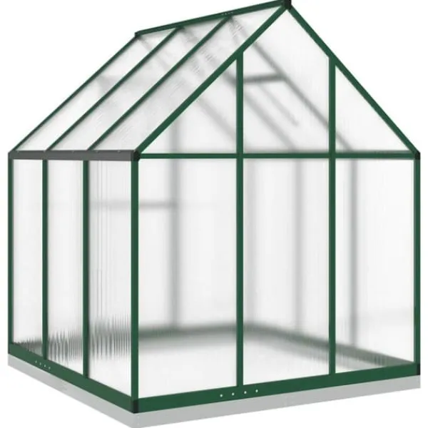 Växthus i aluminium med grön ram – Väderbeständig och UV-skyddad | Storlek: 169x169x202 cm
