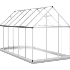 Clearance Växthus i aluminium med UV-skydd | 334x169x202 cm | Färg: Silver Växthus