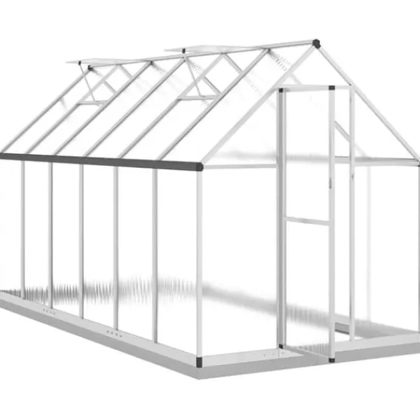 Clearance Växthus i aluminium med UV-skydd | 334x169x202 cm | Färg: Silver Växthus