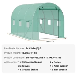 Outlet Växthus, kraftig ram, effektiv ventilation,12x7x7 ft Växthus