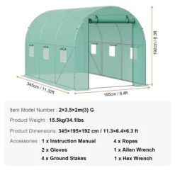 Outlet Växthus, kraftig ram, effektiv ventilation,12x7x7 ft Växthus
