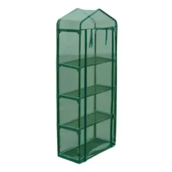 Växthus med 4 hyllor - Transparent grön UV-resistent film | Storlek: 69x32x160 cm