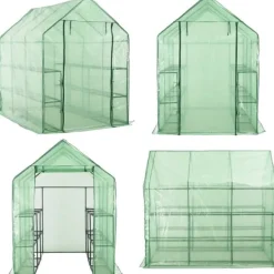 Växthus med 12 hyllor stål 143x214x196 cm - Växthus - Odlingshus - Home & Living