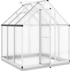 Växthus med aluminiumram - Väderbeständigt och stabilt | Storlek: 169x169x202 cm | Färg: Silver