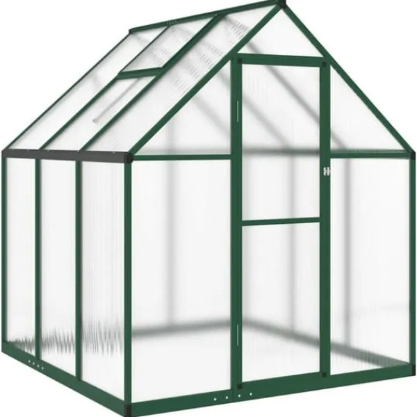 Växthus med grön aluminiumram - Skydd för växter | Storlek: 169x169x195 cm