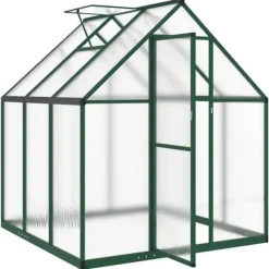 Växthus med grön aluminiumram - Skydd för växter | Storlek: 169x169x195 cm