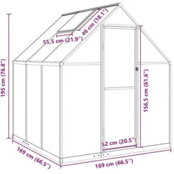 Växthus med grön aluminiumram - Skydd för växter | Storlek: 169x169x195 cm