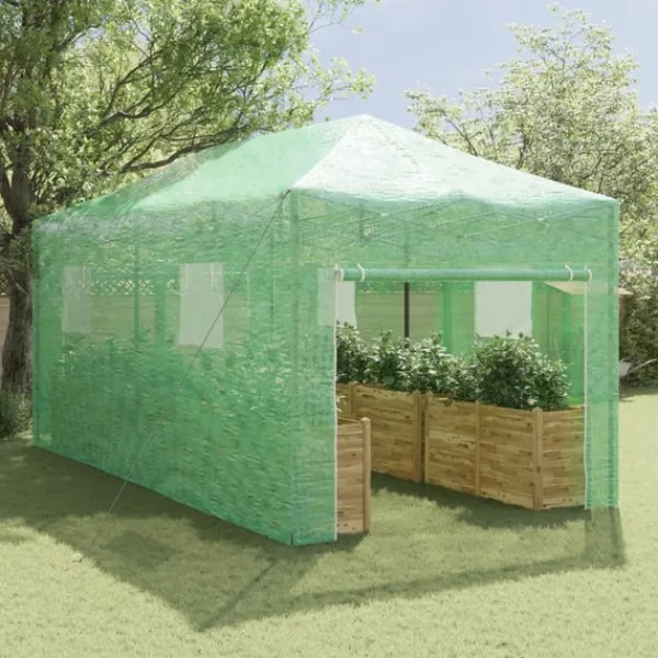 vidaXL Växthus med Pop-up Ram med tak Grön 290 x 580 x 315 cm Järn