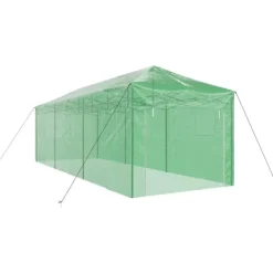 Sale Växthus med Pop-up Ram med tak Grön 290 x 870 x 315 cm Järn Växthus