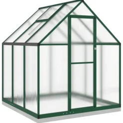 Discount Växthus med ram grön 169x169x202 cm aluminium Växthus