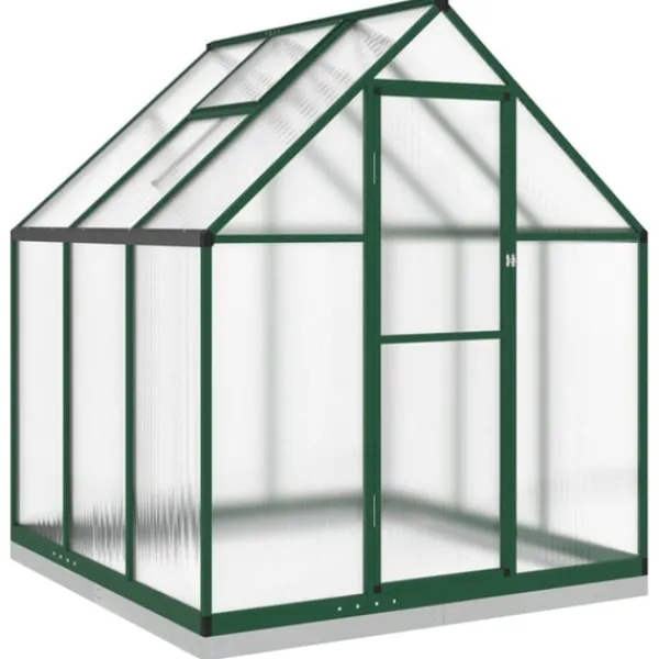 Discount Växthus med ram grön 169x169x202 cm aluminium Växthus