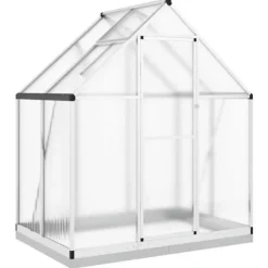 Discount Växthus med ram silver 169x114x202 cm aluminium Växthus