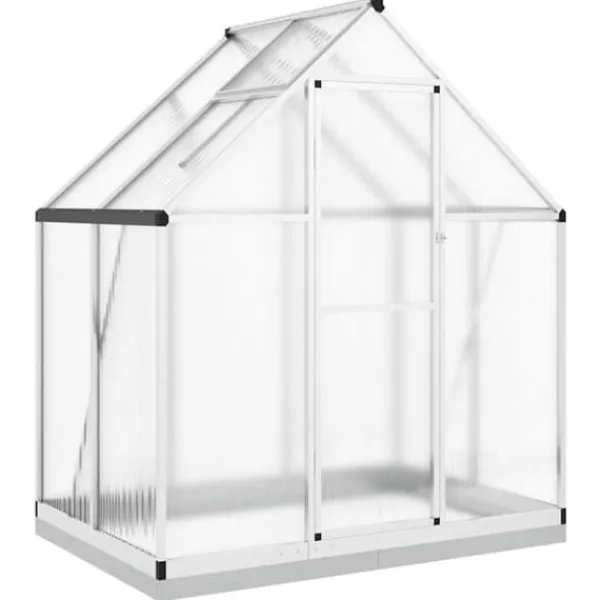 Discount Växthus med ram silver 169x114x202 cm aluminium Växthus